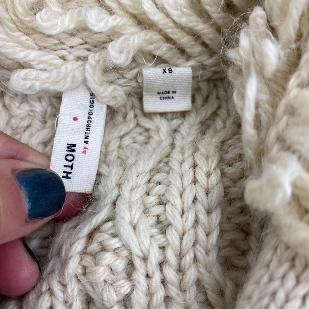 Anthro Moth zip up moto cardigan fisherman sweater - Picture 5 of 10